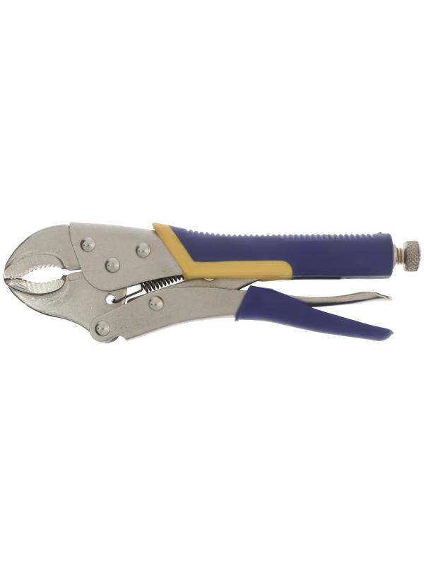 Зажим ручной ТУНДРА, усиленный полукруглый захват, с фиксатором, 2К рукоятки, 250 мм