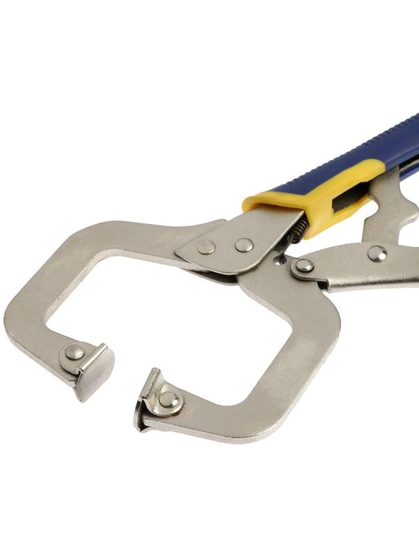 Зажим ручной ТУНДРА, усиленный точечный захват, с фиксатором, 2К рукоятки, 220 мм