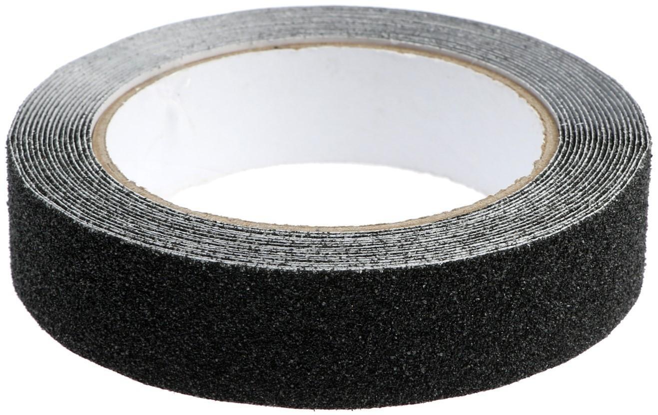 Лента клейкая ТУНДРА, противоскользящая, черная, 25 мм х 5 м