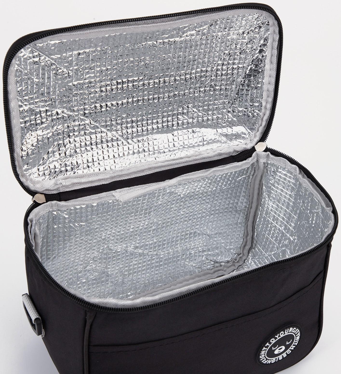 Термосумка на молнии 5.7 л, длинный ремень, цвет чёрный