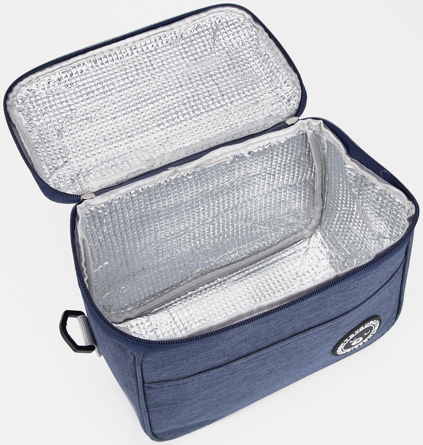 Термосумка на молнии 5.7 л, длинный ремень, цвет синий