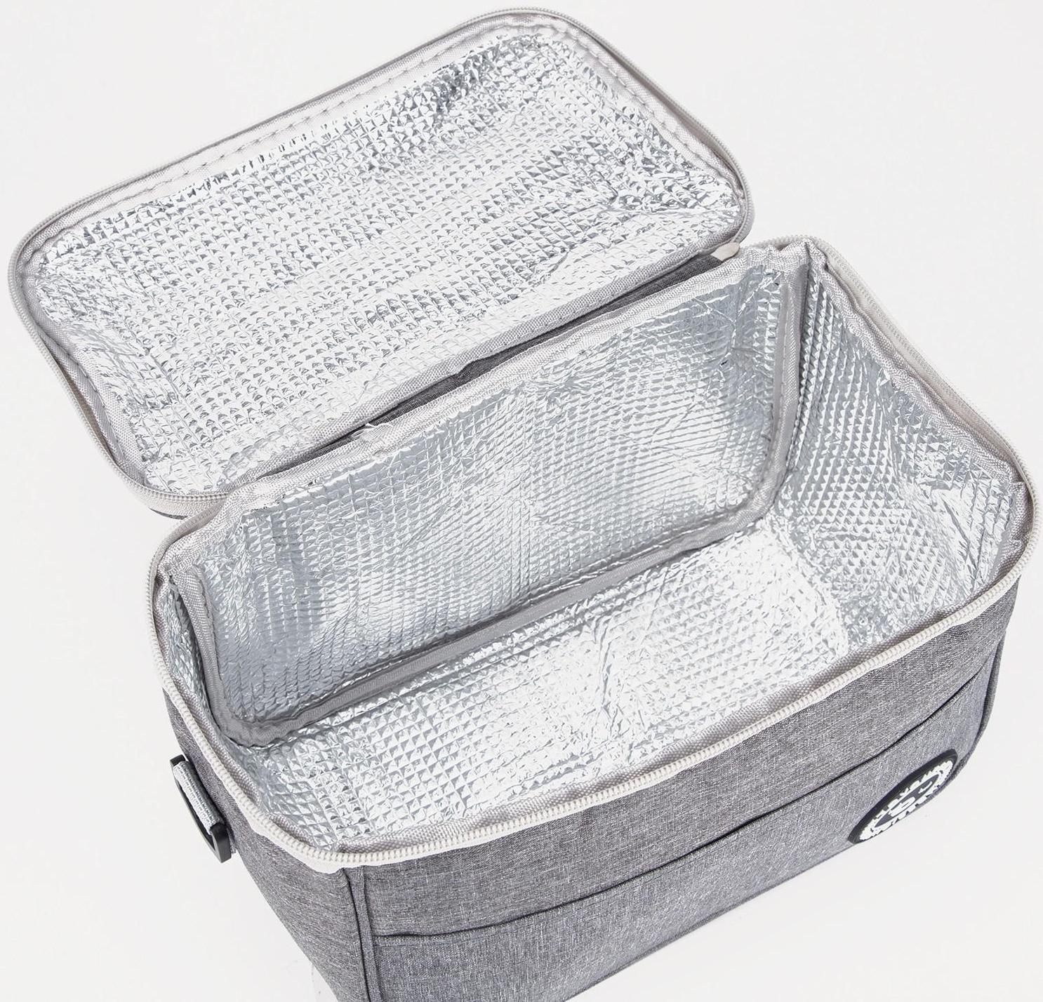 Термосумка на молнии 8 л, длинный ремень цвет серый