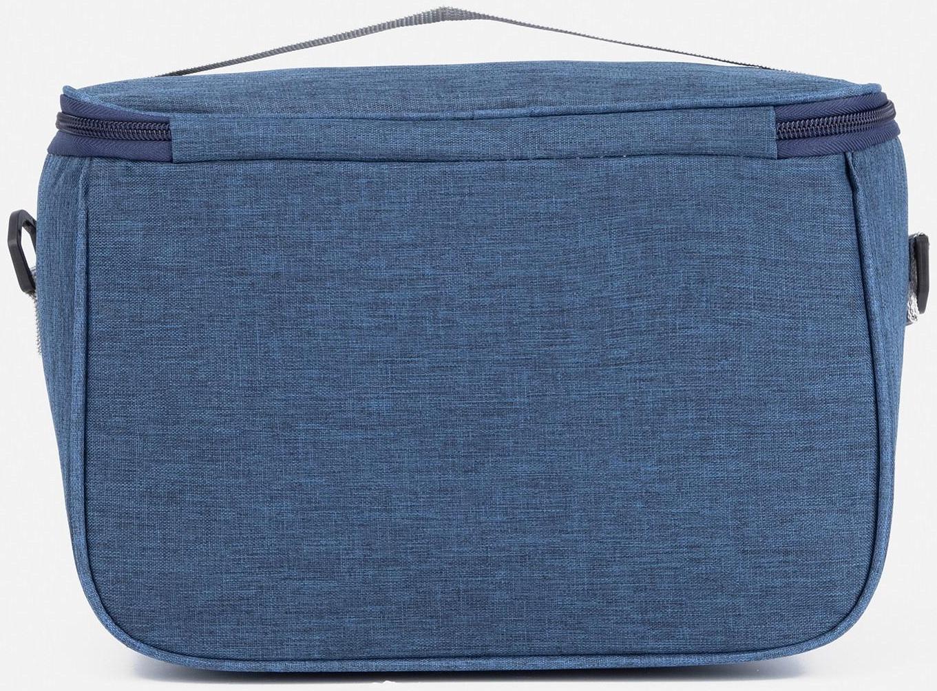 Термосумка на молнии 8 л, длинный ремень цвет синий