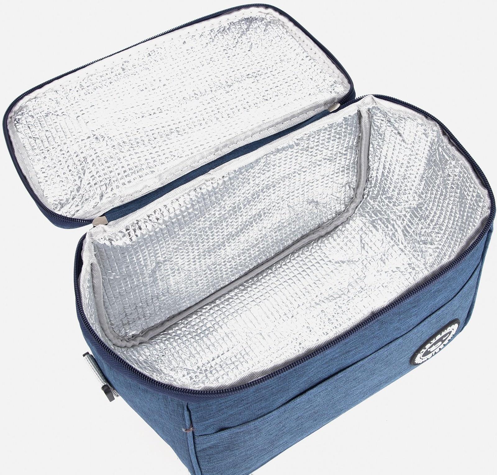 Термосумка на молнии 8 л, длинный ремень цвет синий