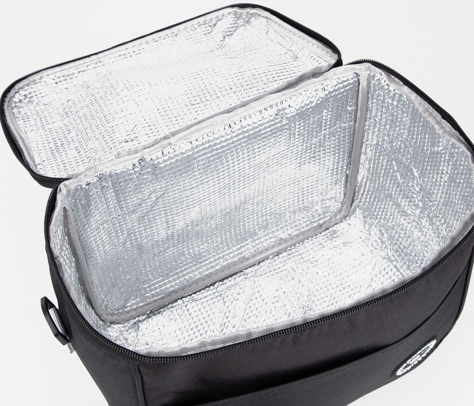 Термосумка на молнии 12.5 л, длинный ремень, цвет чёрный