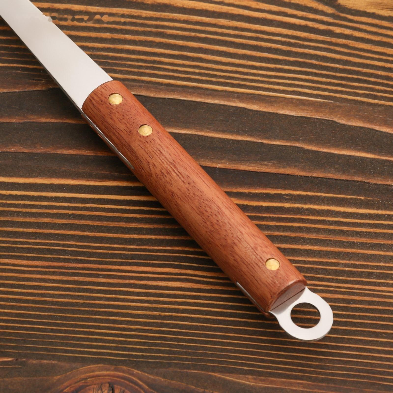 Ложка-шумовка сервировчная с деревянной ручкой 35 см, черпало 10х7 см