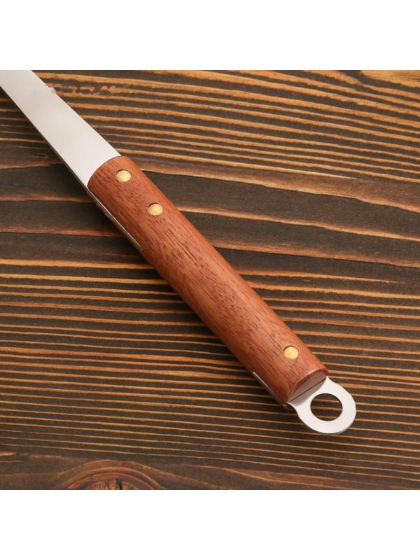 Ложка-шумовка сервировчная с деревянной ручкой 35 см, черпало 10х7 см