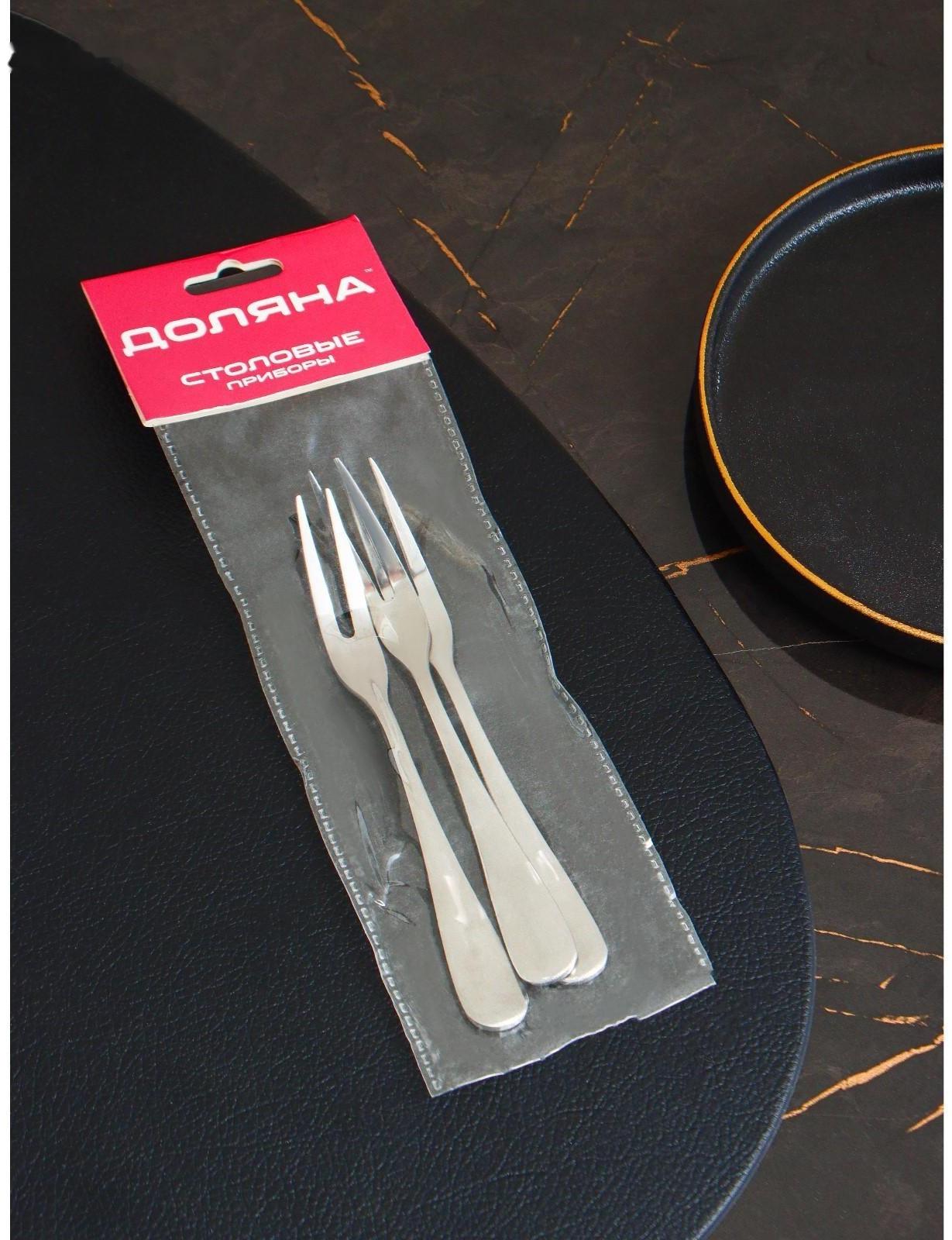 Набор вилок для мяса и сыра из нержавеющей стали Доляна, h=14,6 см, толщина 2 мм, 410 сталь, 3 шт