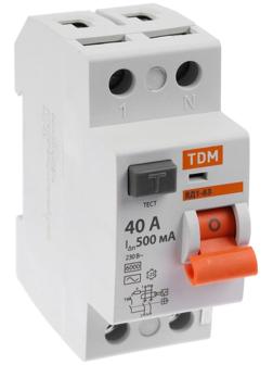 УЗО TDM ВД1-63, 2п, 40 А, 500мА, SQ0203-0093