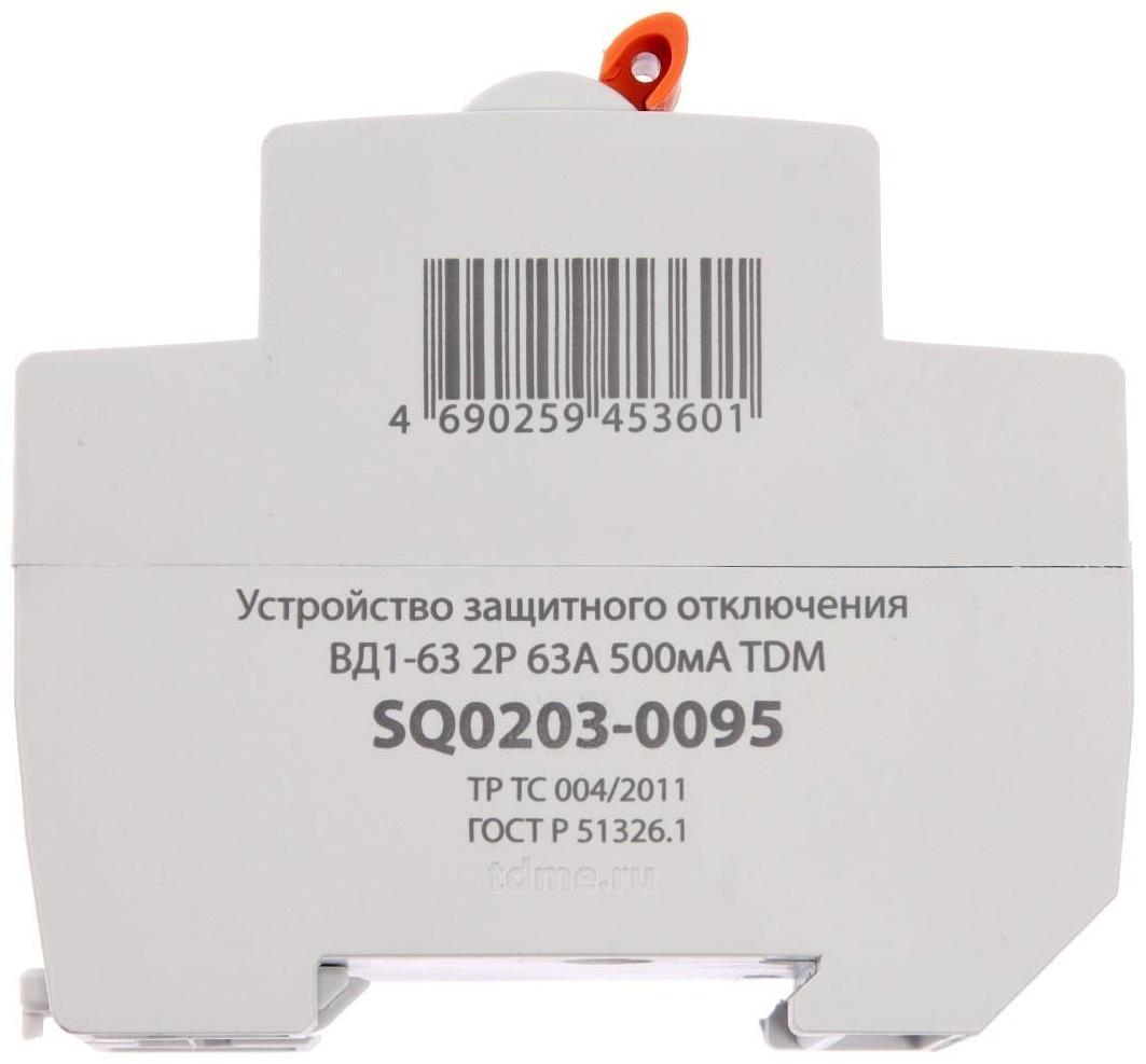 УЗО TDM ВД1-63, 2п, 63 А, 500мА, SQ0203-0095