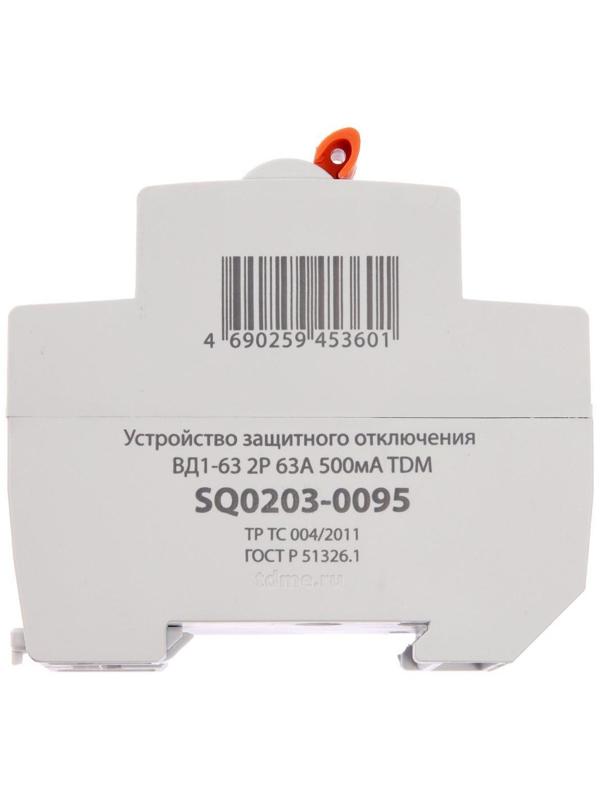 УЗО TDM ВД1-63, 2п, 63 А, 500мА, SQ0203-0095