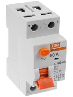 УЗО TDM ВД1-63, 2п, 80 А, 500мА, SQ0203-0096