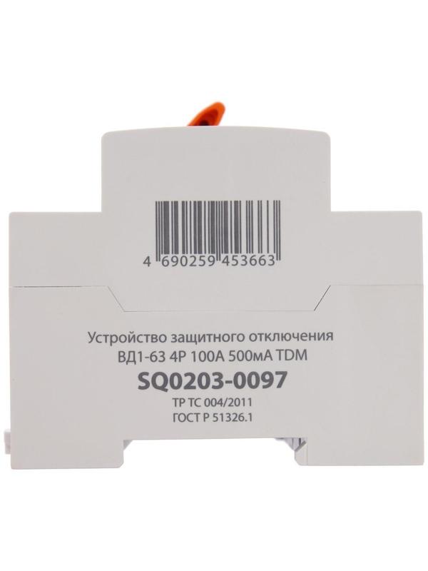 УЗО TDM ВД1-63, 4п, 100 А, 500мА, SQ0203-0097