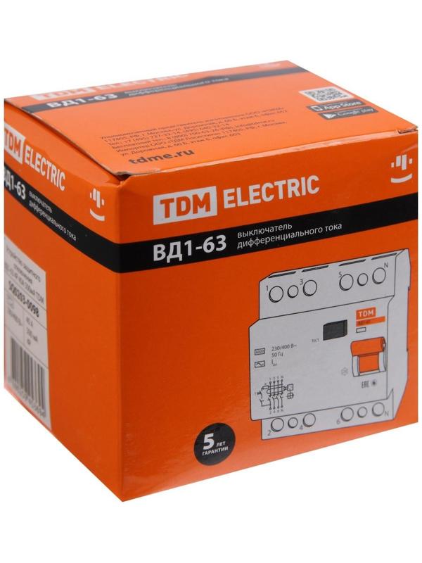 УЗО TDM ВД1-63, 4п, 40 А, 500мА, SQ0203-0098