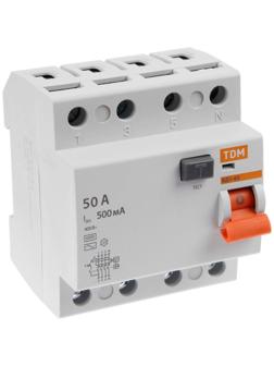УЗО TDM ВД1-63, 4п, 50 А, 500мА, SQ0203-0099