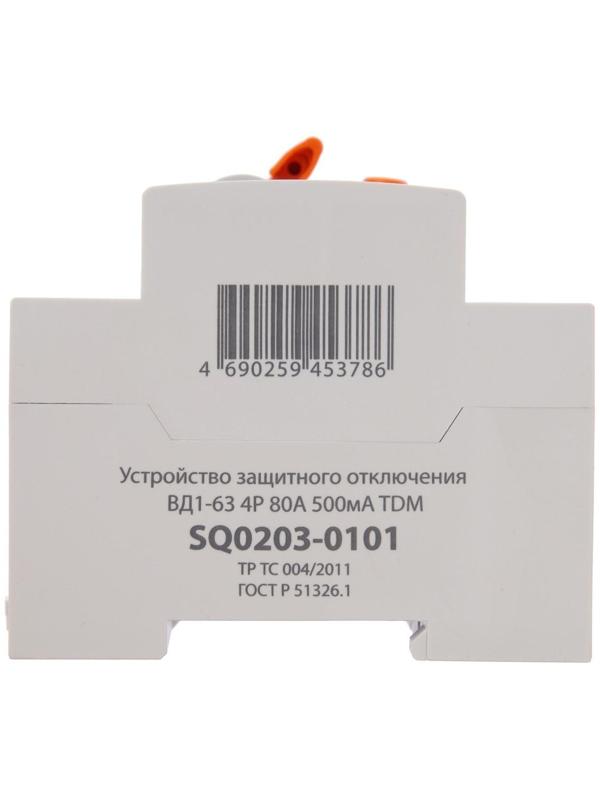 УЗО TDM ВД1-63, 4п, 80 А, 500мА, SQ0203-0101