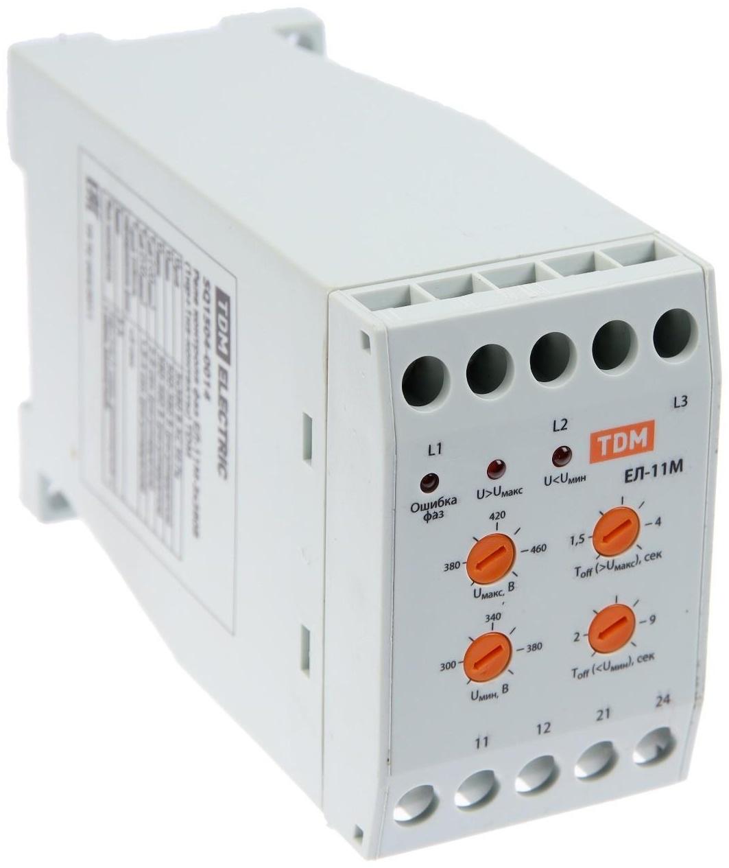Реле контроля фаз TDM ЕЛ-11М, 3х380 В, 1нр+1нз контакты, SQ1504-0014
