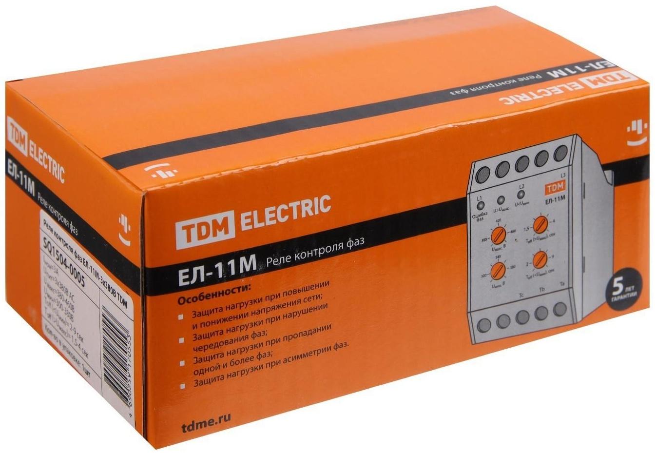 Реле контроля фаз TDM ЕЛ-11М, 3х380 В, 1п-контакт, SQ1504-0005