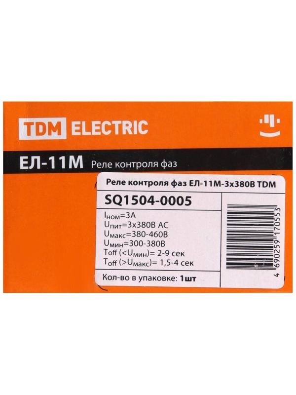 Реле контроля фаз TDM ЕЛ-11М, 3х380 В, 1п-контакт, SQ1504-0005