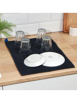 Коврик для сушки посуды Доляна «Лофт», 38×50 см, микрофибра, цвет чёрный