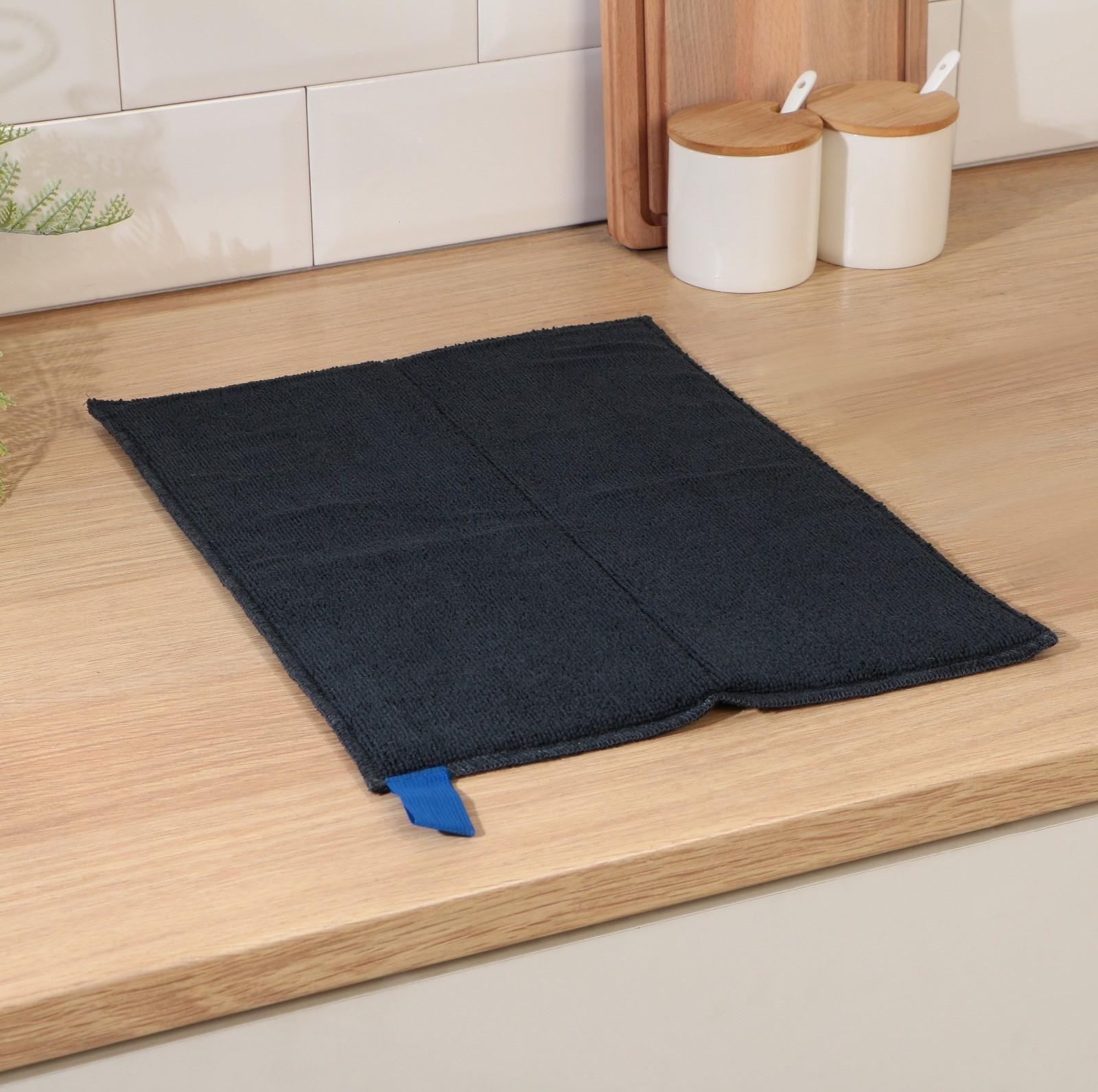 Коврик для сушки посуды Доляна «Лофт», 30×40 см, микрофибра, цвет чёрный