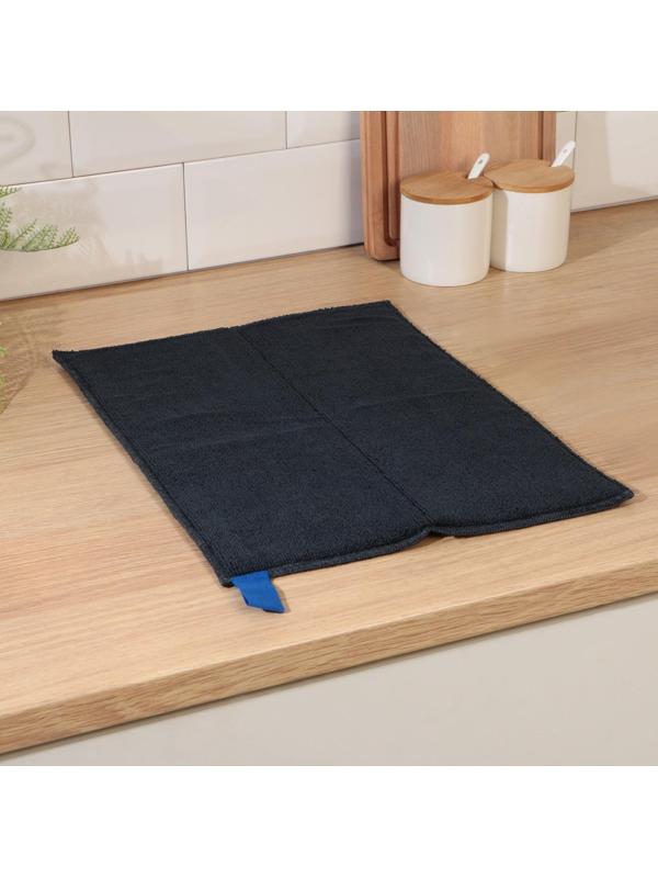 Коврик для сушки посуды Доляна «Лофт», 30×40 см, микрофибра, цвет чёрный