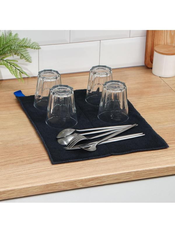 Коврик для сушки посуды Доляна «Лофт», 30×40 см, микрофибра, цвет чёрный