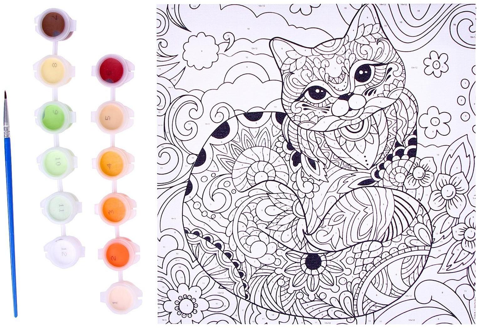 Картина по номерам на холсте с подрамником «Грациозная кошка», 20х20 см