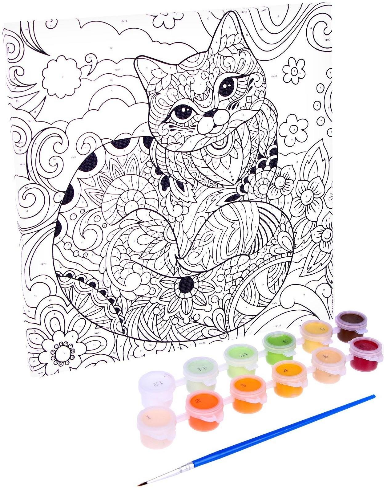 Картина по номерам на холсте с подрамником «Грациозная кошка», 20х20 см