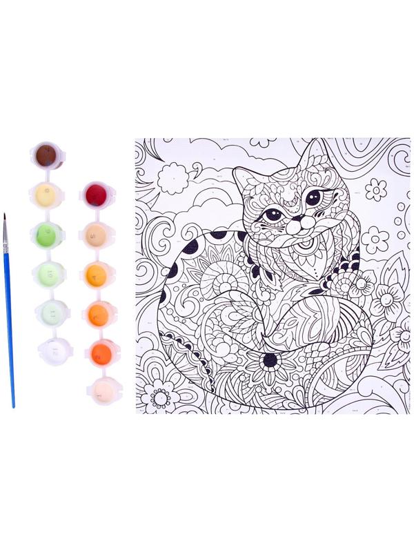 Картина по номерам на холсте с подрамником «Грациозная кошка», 20х20 см