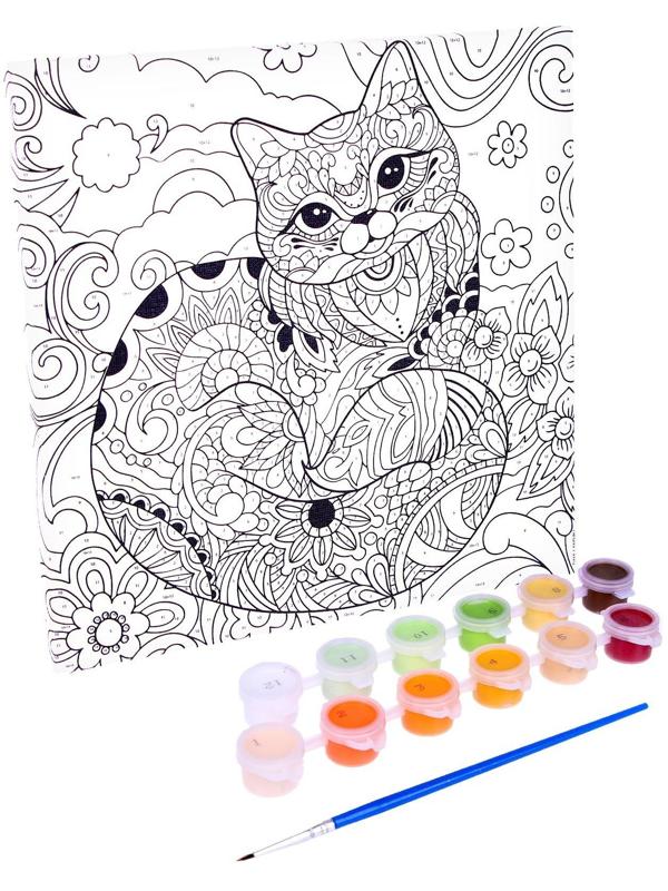 Картина по номерам на холсте с подрамником «Грациозная кошка», 20х20 см