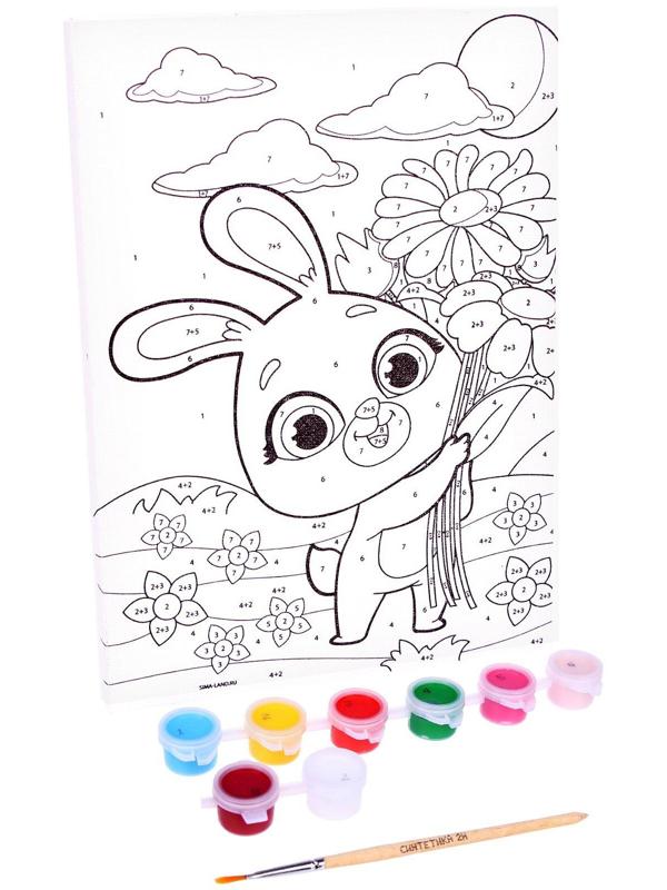 Картина по номерам «‎Зая с цветами»‎, 21х15 см