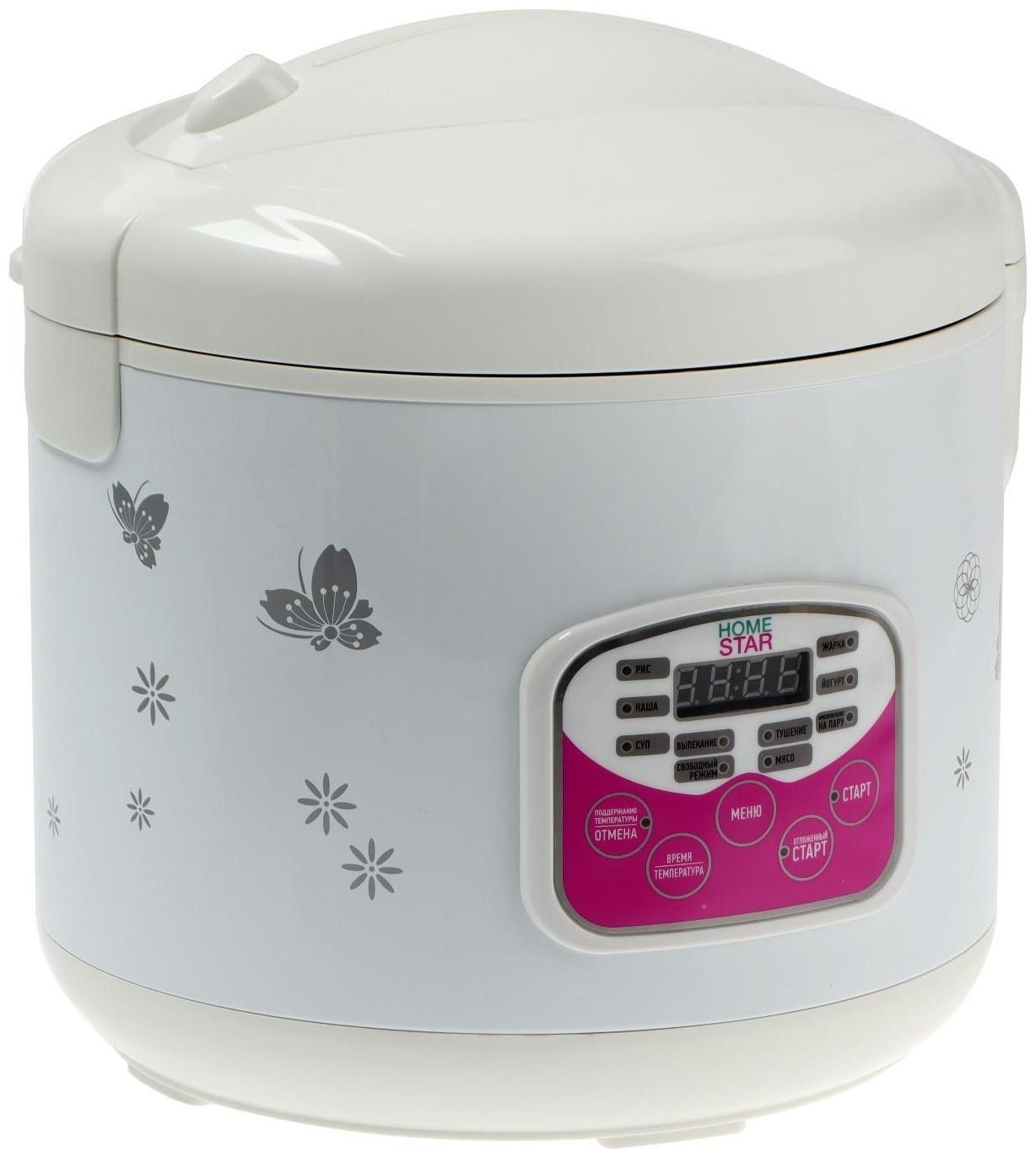 Мультиварка HOMESTAR HS-2022, 900 Вт, 5 л, 10 программ, антипригарное покрытие, белая