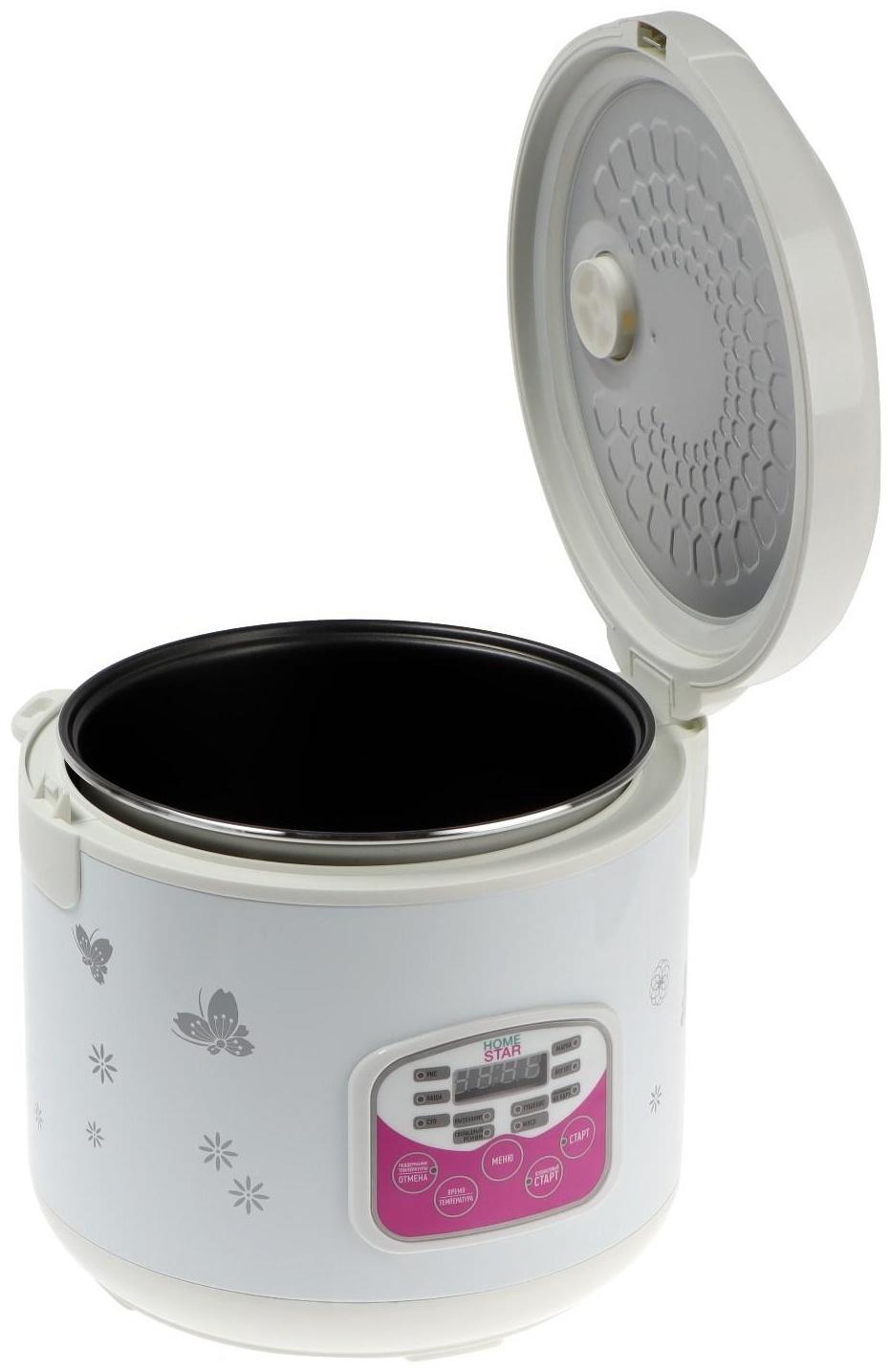 Мультиварка HOMESTAR HS-2022, 900 Вт, 5 л, 10 программ, антипригарное покрытие, белая