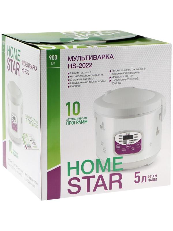 Мультиварка HOMESTAR HS-2022, 900 Вт, 5 л, 10 программ, антипригарное покрытие, белая
