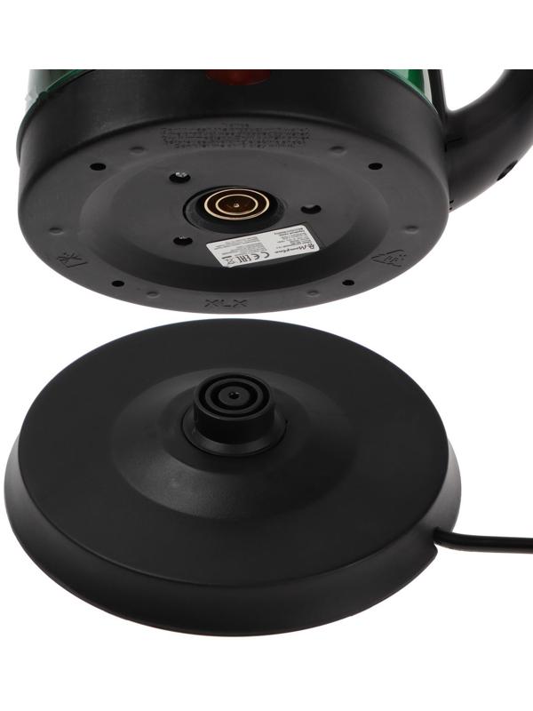 Чайник электрический МАТРЁНА MA-002, металл, 1.8 л, 1500 Вт, зелёно-чёрный