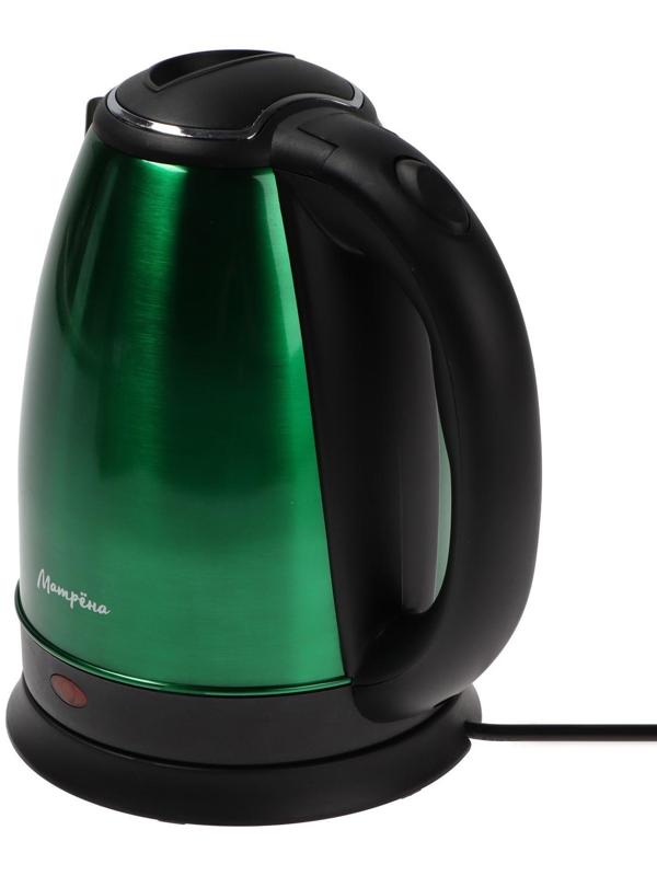 Чайник электрический МАТРЁНА MA-002, металл, 1.8 л, 1500 Вт, зелёно-чёрный