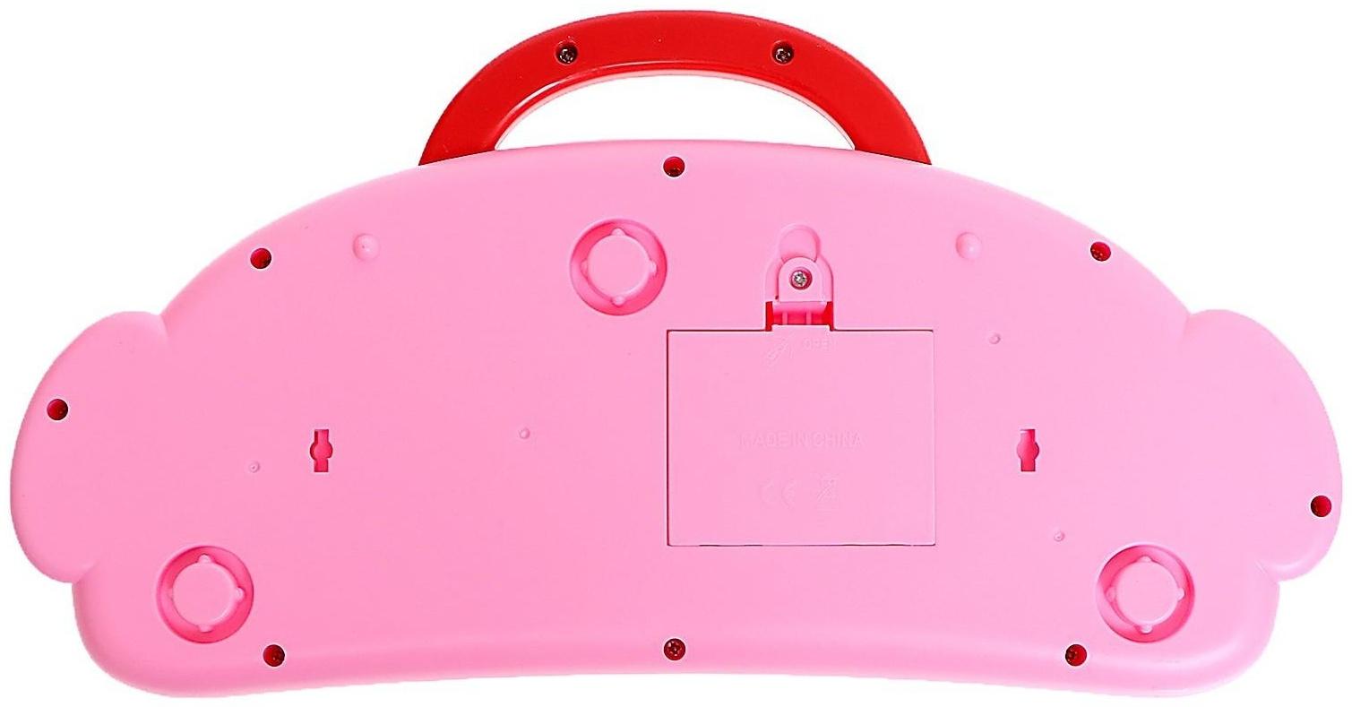 Пианино «Весёлые зверята», звук, цвет розовый