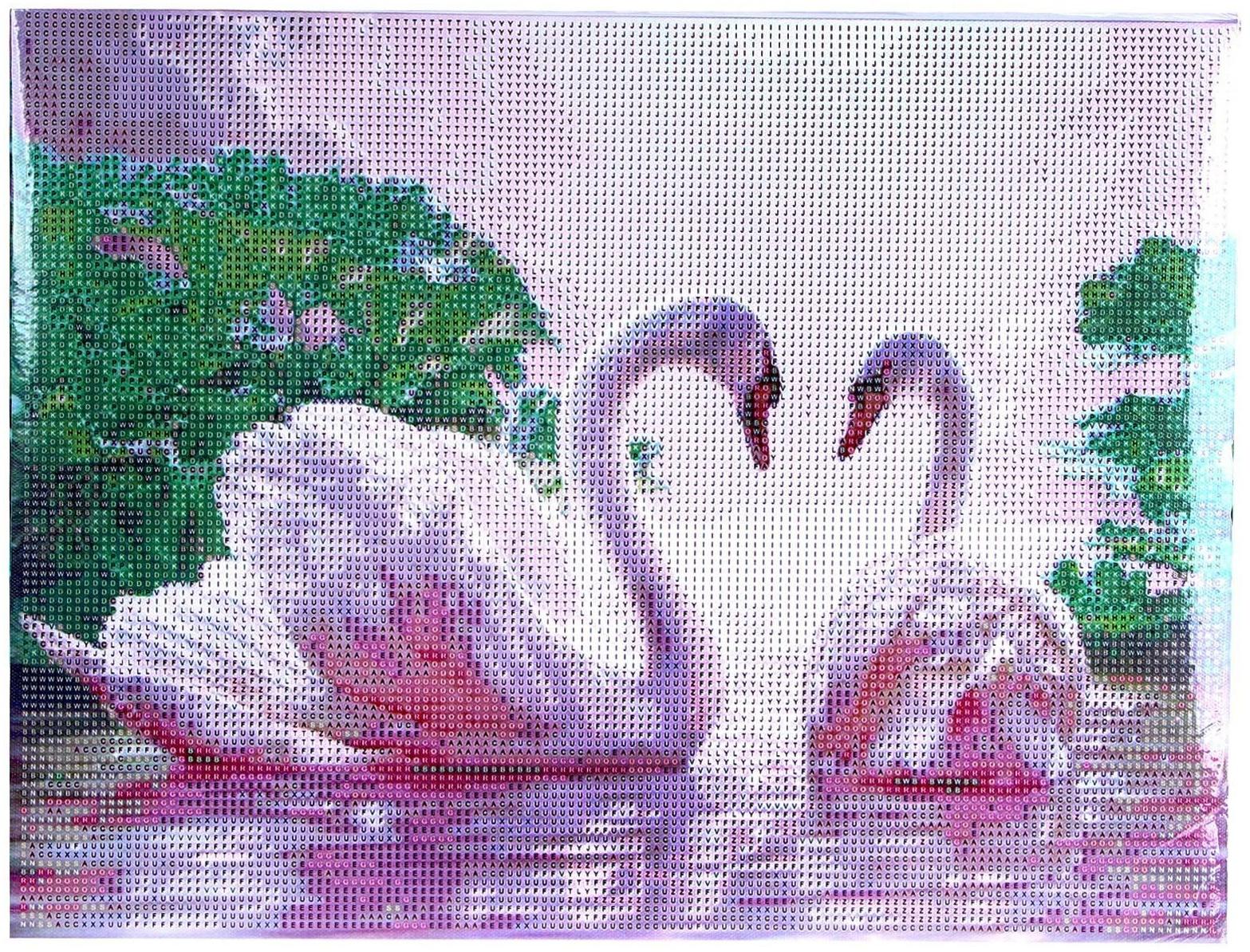 Алмазная вышивка с полным заполнением «Лебеди на озере», 30х40 см, на раме