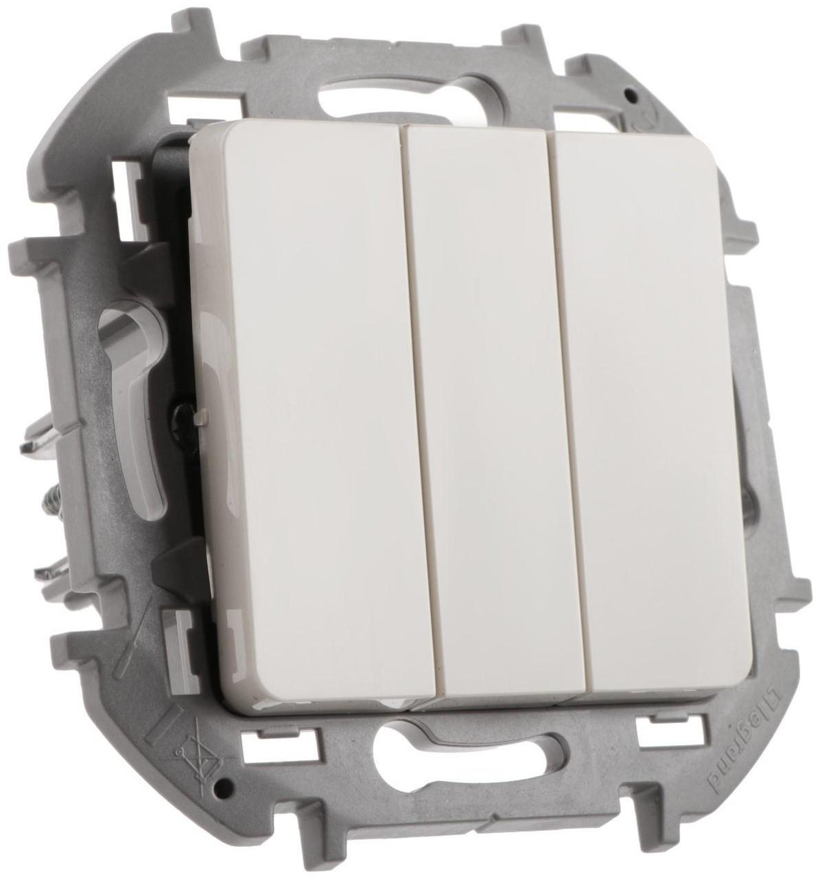 Выключатель трехклавишный Legrand INSPIRIA, 20 AX, 250 В, Слоновая кость