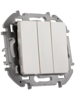 Выключатель трехклавишный Legrand INSPIRIA, 20 AX, 250 В, Слоновая кость