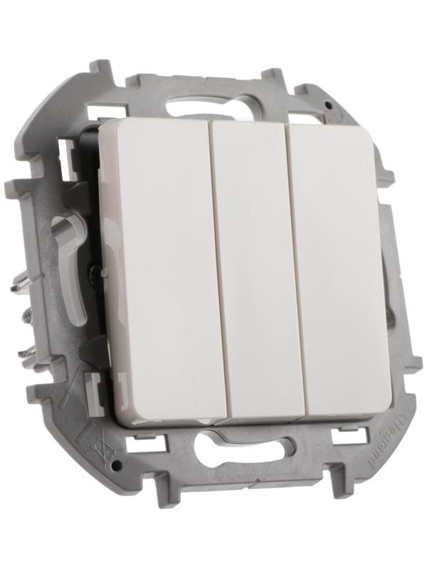 Выключатель трехклавишный Legrand INSPIRIA, 20 AX, 250 В, Слоновая кость