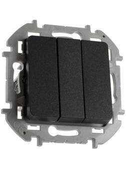 Выключатель трехклавишный Legrand INSPIRIA, 10 AX, 250 В, Антрацит