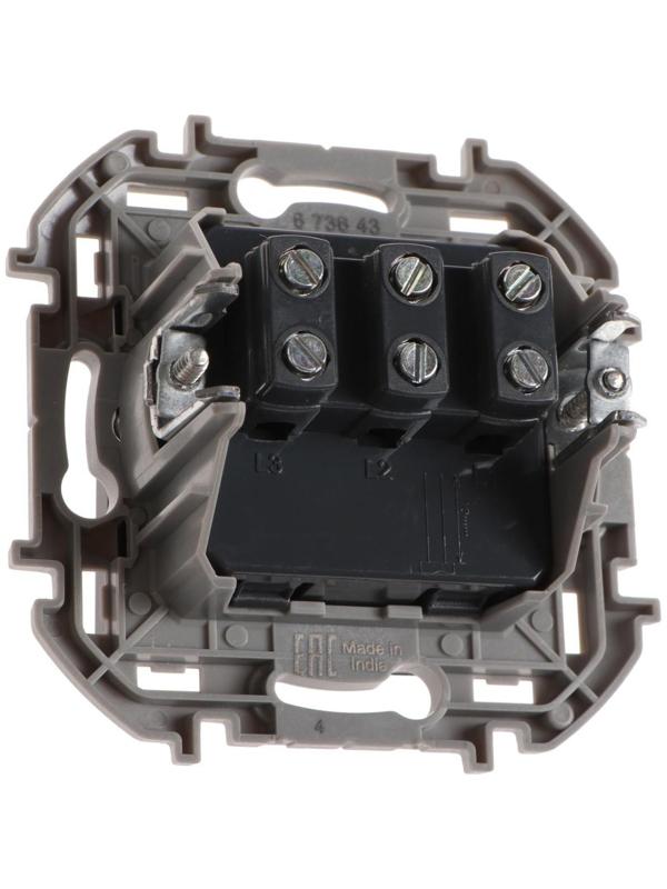 Выключатель трехклавишный Legrand INSPIRIA, 10 AX, 250 В, Антрацит