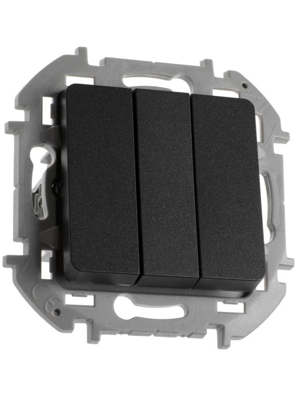 Выключатель трехклавишный Legrand INSPIRIA, 10 AX, 250 В, Антрацит