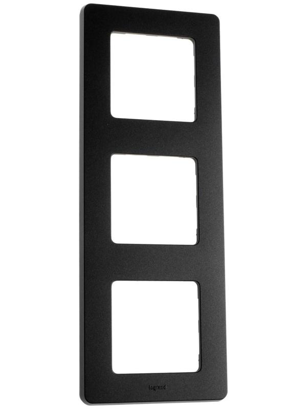 Рамка Legrand INSPIRIA, 3 пост, Антрацит