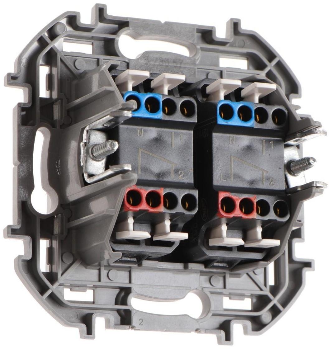 Переключатель двухклавишный Legrand INSPIRIA, 10 AX, 250 В, Алюминий