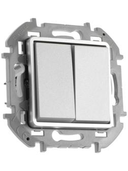 Переключатель двухклавишный Legrand INSPIRIA, 10 AX, 250 В, Алюминий