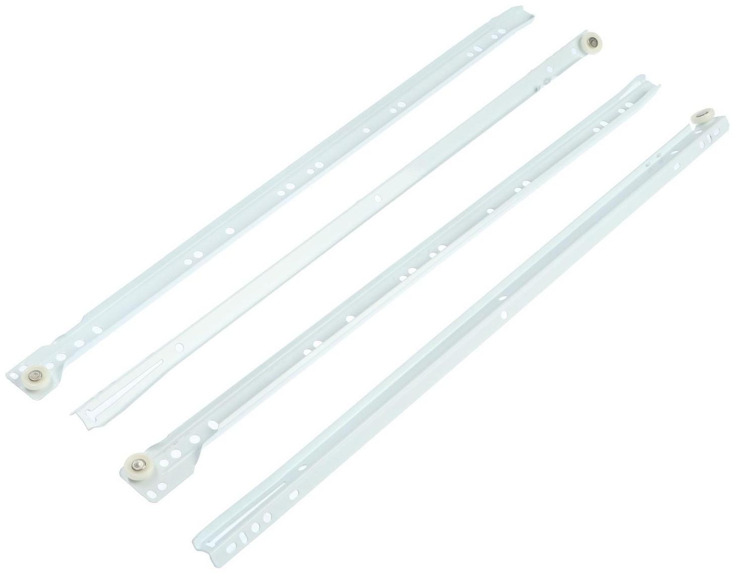 Роликовые направляющие ТУНДРА, L=550 мм, толщина 0,8 мм, белые, 2 шт.