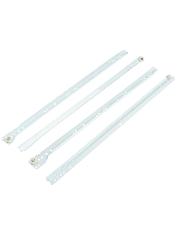 Роликовые направляющие ТУНДРА, L=550 мм, толщина 0,8 мм, белые, 2 шт.